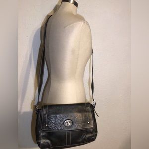 Coach black leather crossbody bag